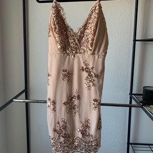 Champagne Midi Sequin Dress